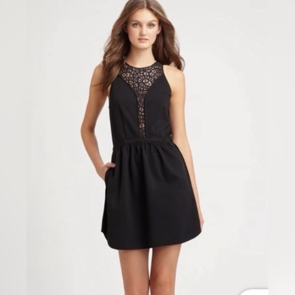 chinese dress ladies Rebecca Taylor Celia Lace Dress in Black Combo – Order Of Style main image 0